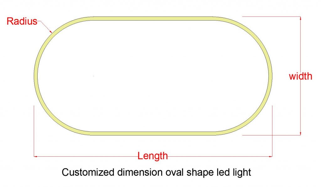 Oval shape led light customized dimension 