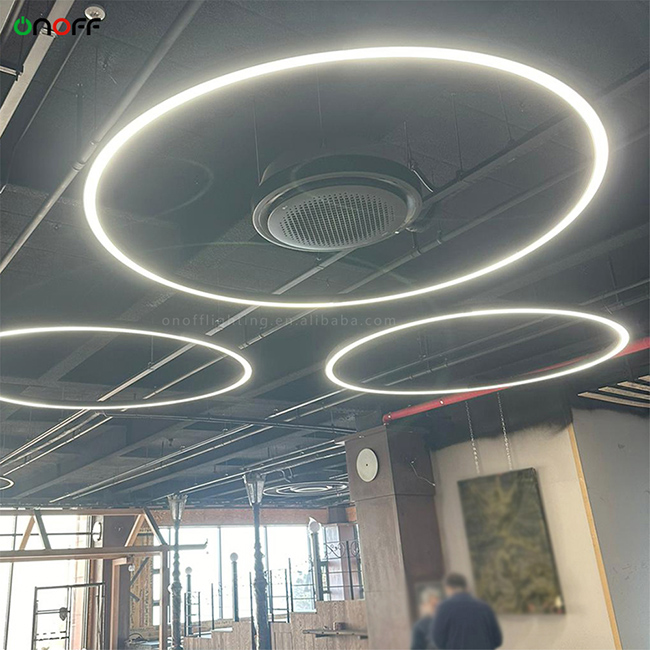 hanging led circular ring light for cafe store