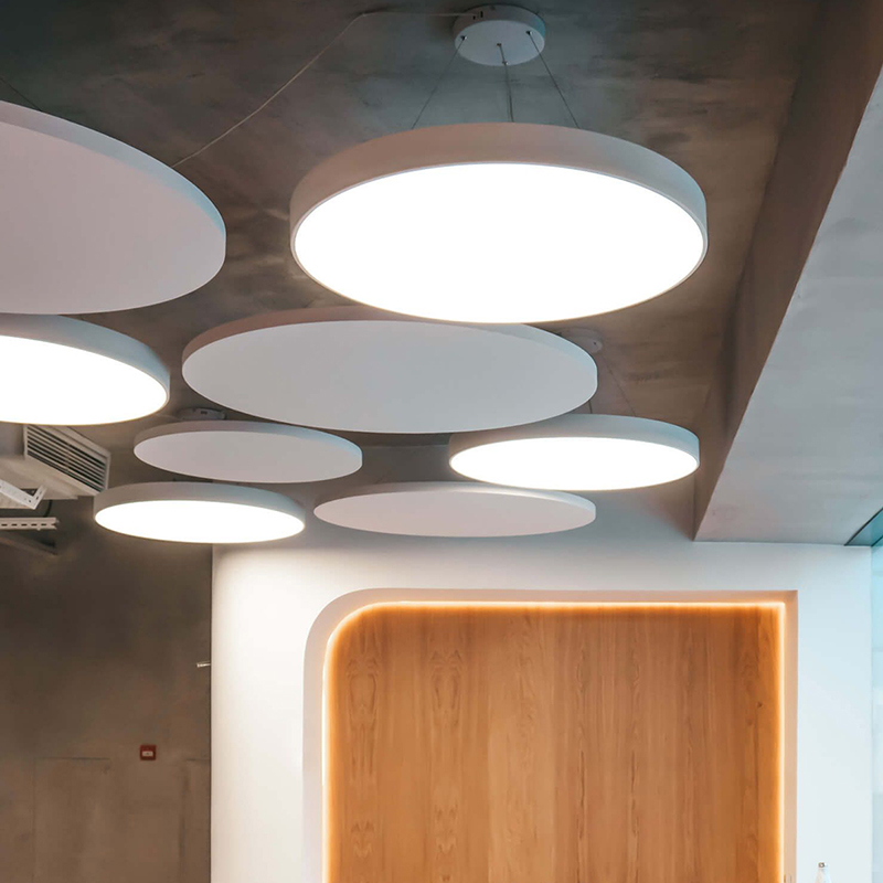 round panel light suspended mount